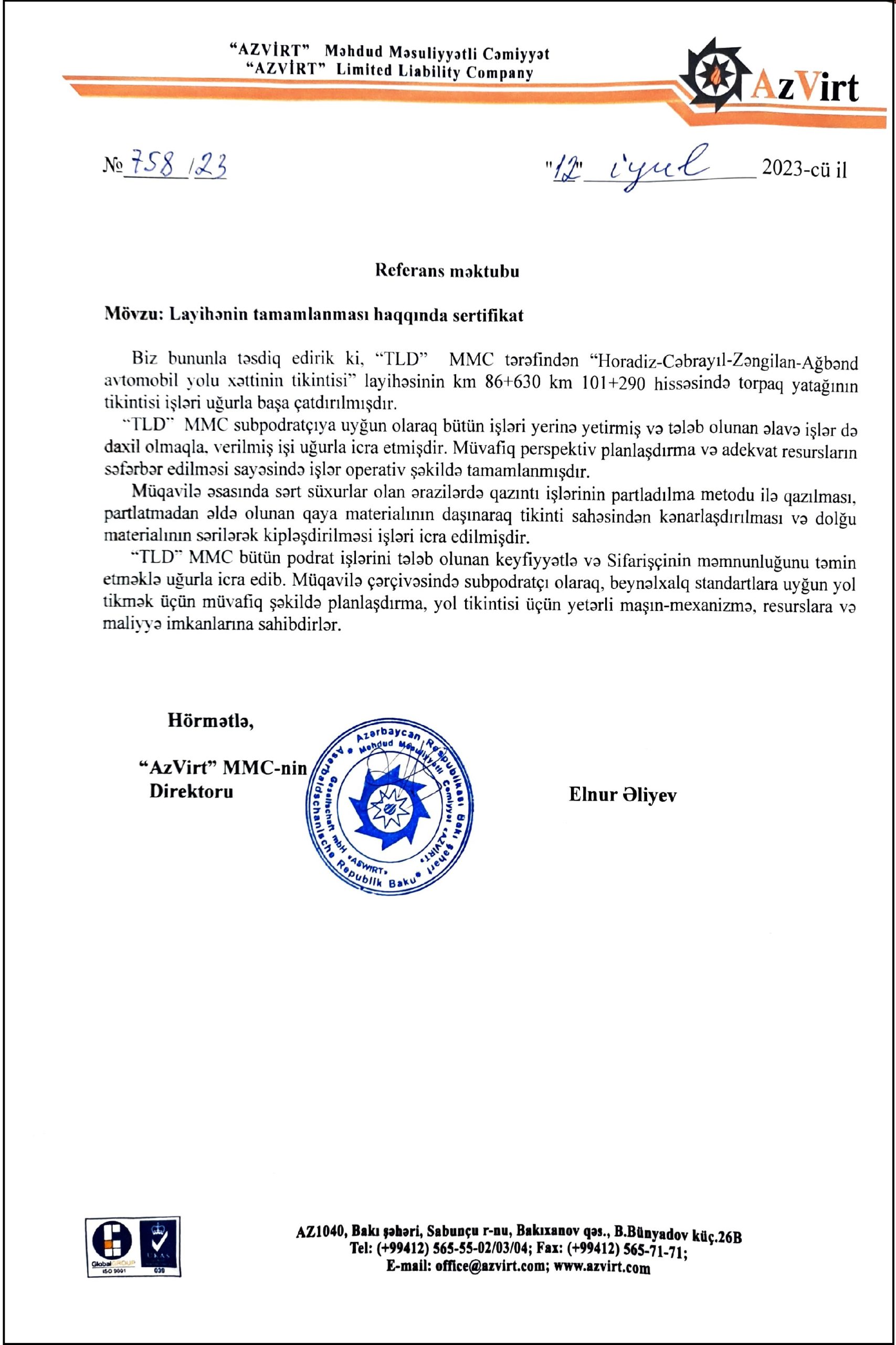 Referans Mektubu - Azvirt